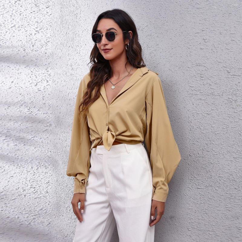 

Women' Blouses Eotvotee Chiffon Shirts Women Fall Winter 2023 Korean Fashion Elegant Turn Down Collar Office Ladies Long Sleeve Tops, Green