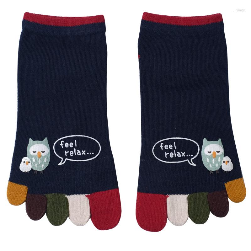 

Women Socks 3 Pairs Five Finger Female Cotton Short Tube Toe Cartoon Lovely Japen Ankle With Separate Toes, Gray