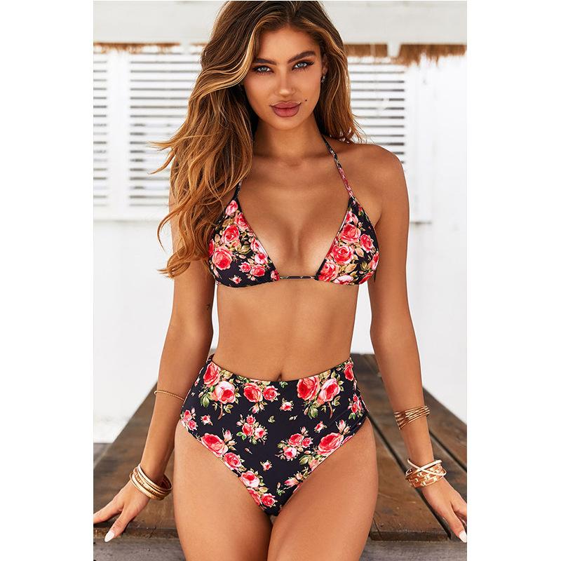 

Women' Swimwear Floral Plant Print Split 2023 Sexy Female Bikini Beach Summer Brazilian Set, A5