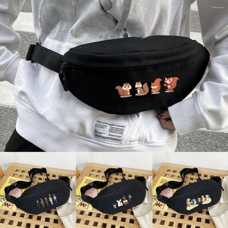 

Waist Bags Men Women Fanny Pack Teenager Outdoor Sports Running Cycling Bag Cartoon Print Shoulder Belt Travel Phone Pouch, Black