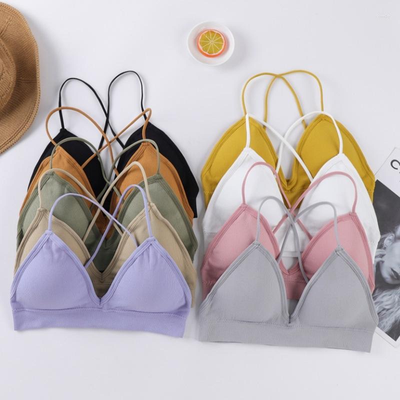 

Bras Women Thin Underwear Girl Knitting Thread Tube Top Without Steel Ring Beauty Back Strap Sports Bra