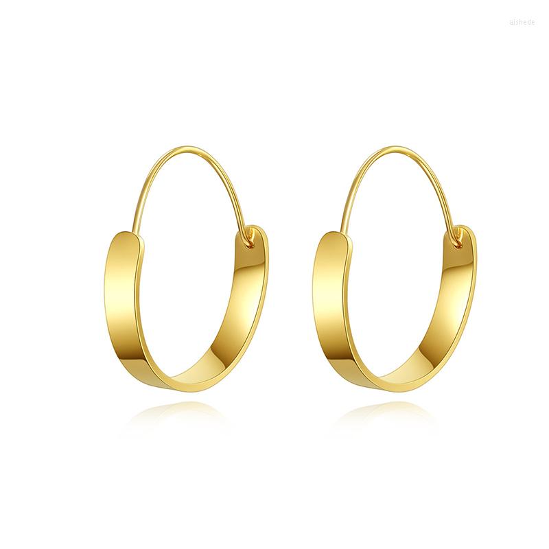 

Hoop Earrings WTLTC Simple Gold Color 26mm Round For Women Minimalist Big Large Circle Hoops Statement Femme Jewelry