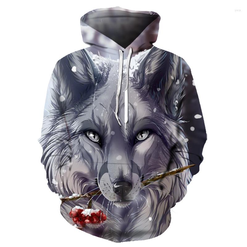 

Men' Hoodies Men Women 3d Punk The Wolf Diao Flowers Sweatshirts Funny Animal Pattern Pullover Hooded Streetwear Harajuku Many, Picture color
