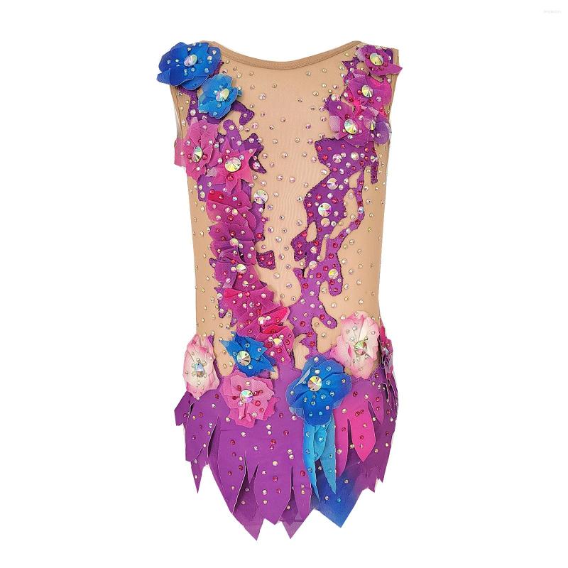

Stage Wear LIUHUO Customized Rhythmic Gymnastics Leotards Girls Women Green Dance Competition Unitards, Purple