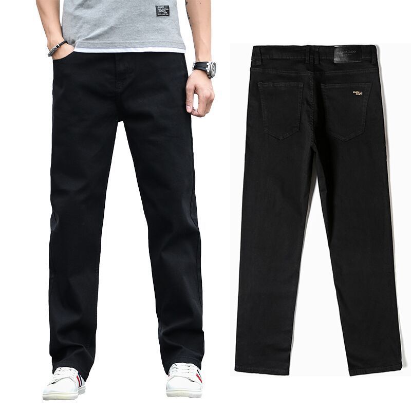 

Men's Jeans Men's Classic Straight Black Jeans Fashion Business Casual Elastic Loose Trousers Male Brand Pants Plus Size 40 42 44 230313, Black2