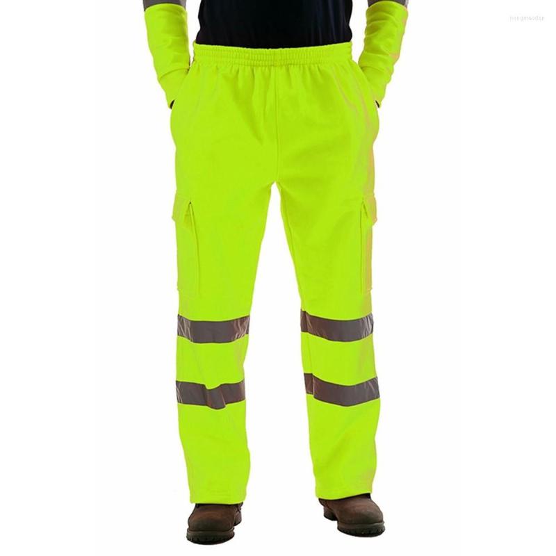 

Men's Pants Hi Vis Trousers High Visibility Bottoms Workwear Reflective Tape Safety Men's Sweat Pant Multi-Pockets Work Trouser, Orange