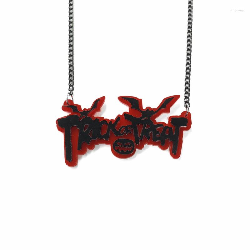 

Pendant Necklaces Neo-Gothic Style Acrylic Laser Cutting Double Layers Trick Or Treat Halloween Fashion Jewelry Gift