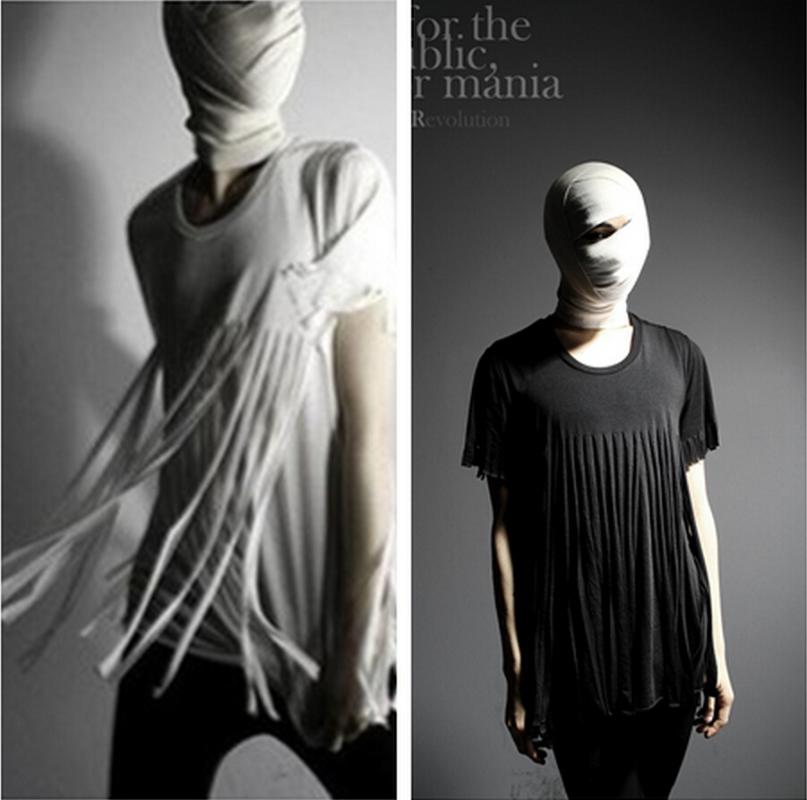 

Men' T Shirts Fashion Personality Tassel Chest Novelty Clothing Short-sleeve T-shirt Slim Faux Two Piece Singer CostumesMen' Men, Black