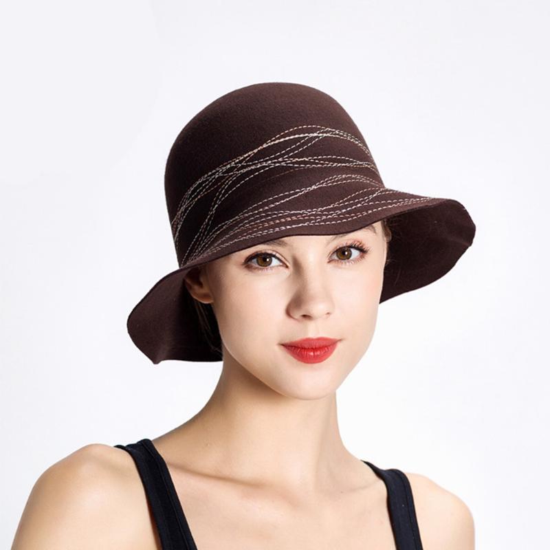 

Berets Fashion Autumn Winter Retro Woolen Felt Fedora Caps Bucket For Woman Lady Elegant England HatBerets