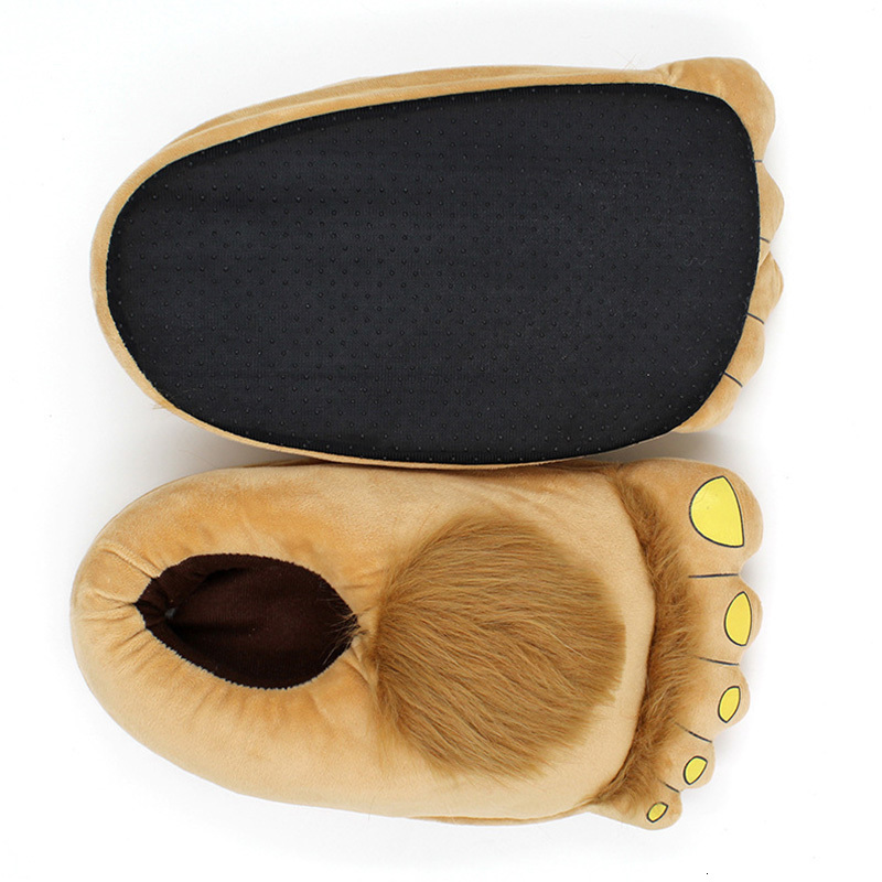 

Slippers Furry Warm Slippers Big Hairy Unisex Savage Hobbit Feet Plush Home Slippers Halloween Shoes AIC88 230313, Brown