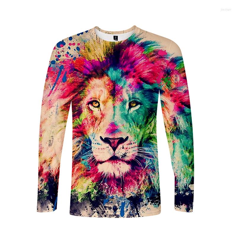 

Men's T Shirts Fashion Animal Lion Colorful 3d Men Women T-shirt Long Sleeve O-neck Unisex Cool T-shirts Tee Shirt Sweatshirt Tops