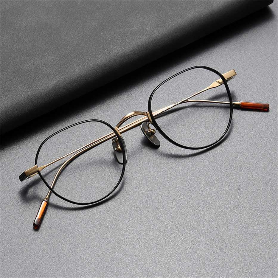 

Sunglasses 2023 new Pure titanium hand-made 80803 irregular eyeglass frame art can be equipped with short-sighted anti blue light glasses
