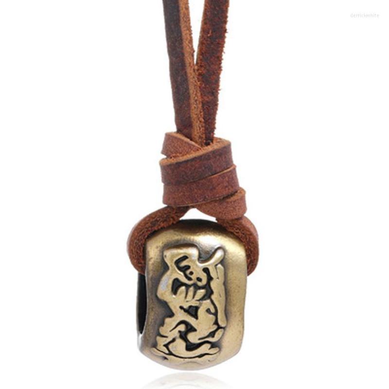

Pendant Necklaces Simple Retro Long Brown Leather Necklace European And American Fashion Personality Men's Clothing Accessories Sweater