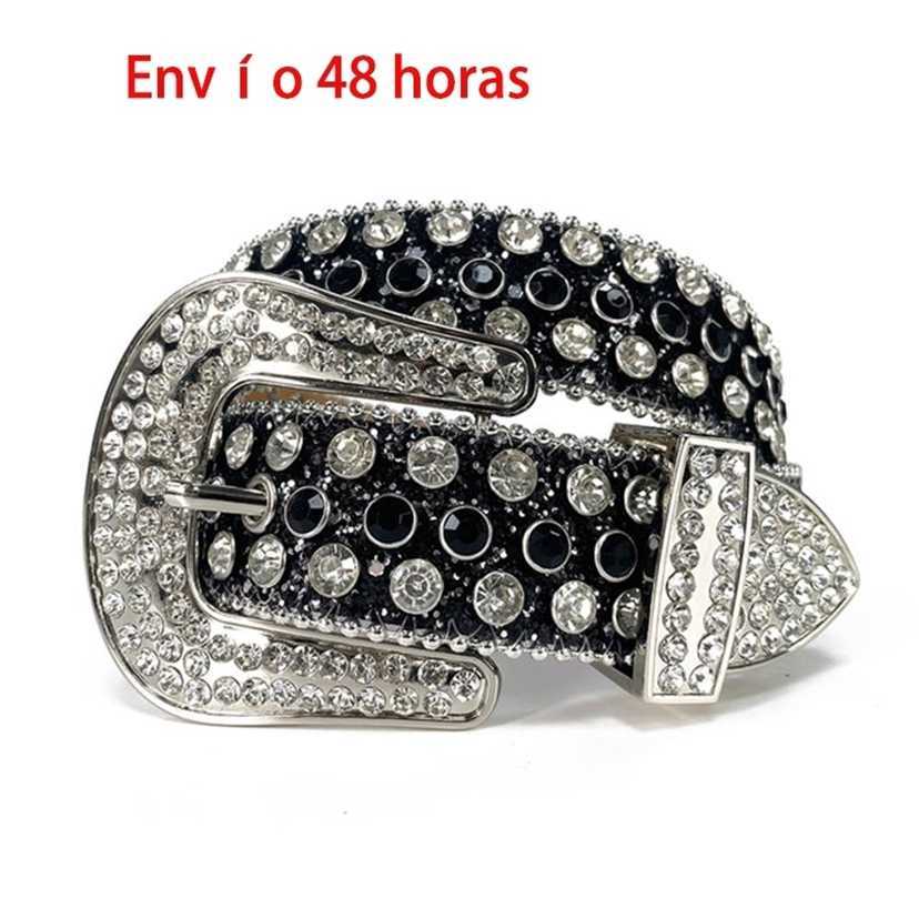 

Designer belts 2023 Fashion Crystal Belt Adjustable Length Diamond Buckle Chic Western Cowboy Black Rhinestone Belts For Girls Men factory outlet