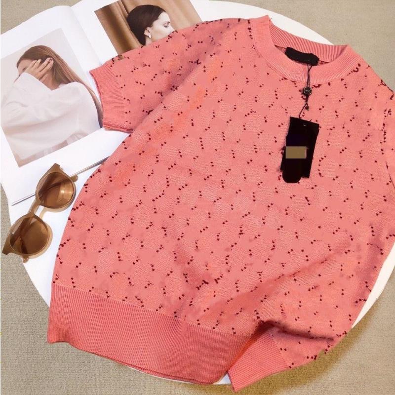 

T Shirts 2021 high fashion Women' Knits short sleeve sweater letter jacquard G comfortable thin quality design Qahrd, Pink
