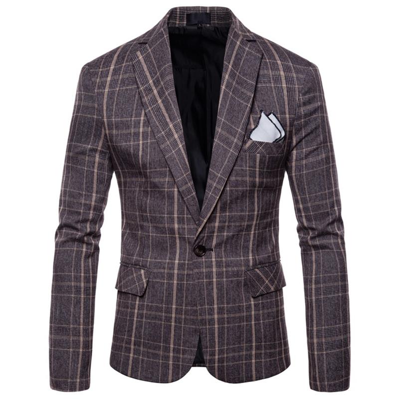 

Men's Suits & Blazers FFXZSJ Men 2023 England Style Single Button Suit Jacket Cotton Slim Fit Coats Business Wedding Plus Size 4XL, Gray