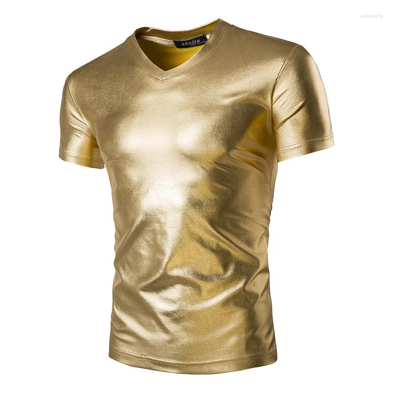 

Men's T Shirts 2023 Fashion Men T-shirts Short Casual V-Neck Silver Gold Shirt Tops Tees Male Clothing Summer Men's, Black