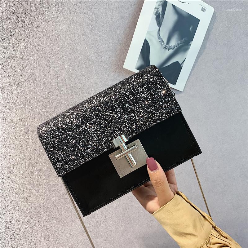 

Evening Bags PU Women's Shoulder Bag Waterproof Metal Chain Black Messenger Luxury Design Discount For Women 2023 Shopping