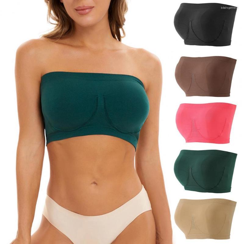 

Bras Women Bra Soft Women's Tube Top Strapless Elastic Seamless Push Up Invisible Brassiere Sexy Crop Tanks, Red