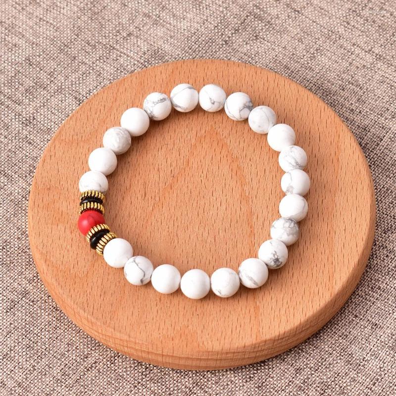 

Strand White Howlite Beaded Bracelet For Women Man