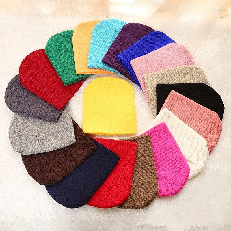 

Hats Baby Hat Autumn Winter Kids Wool Knitted Candy Solid Color Cap Adjustable Casual Keep Warm Beanies For Children 0-2Years, 17