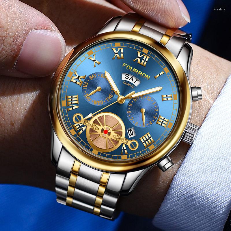 

Wristwatches Luxury Men's Business Quartz Watches Stainless Steel Round Dial Casual Wristwatch Man Modern Classic Horloges