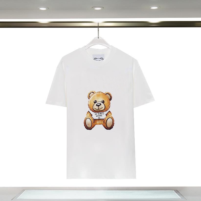 

Summer New Women's Designer T Shirts Top Quality Mens Luxurys Cartoon bear print Tshirts female Short Sleeved Tshirt Fashion male Loose Tees Plus size, White