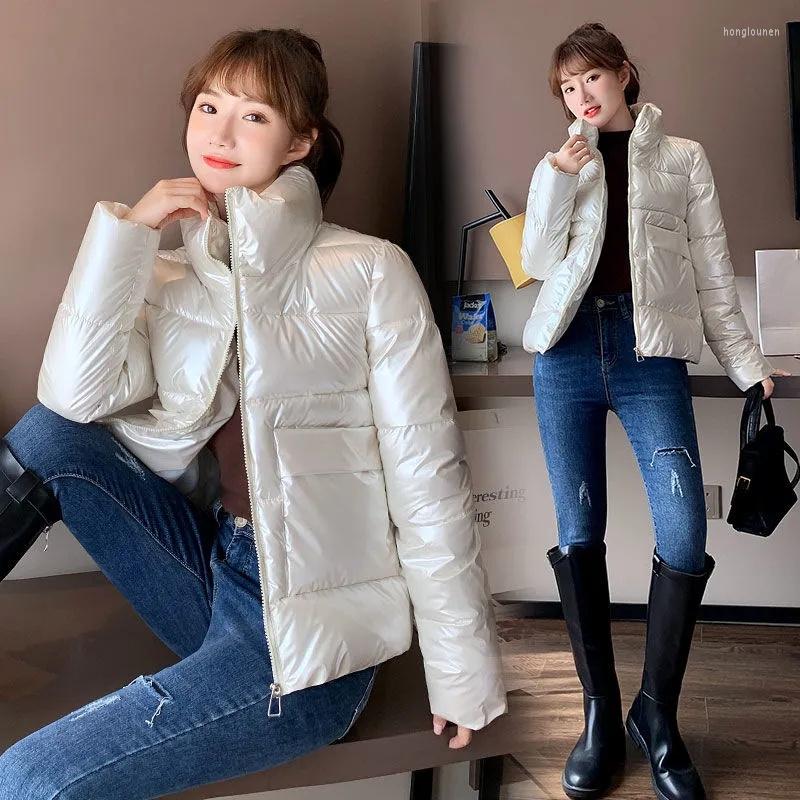 

Women's Trench Coats 2023 Winter Women's Jacket Glossy Parka Stand Callor Down Cotton Women Warm Casual Padded Parkas Overcoat, Blue