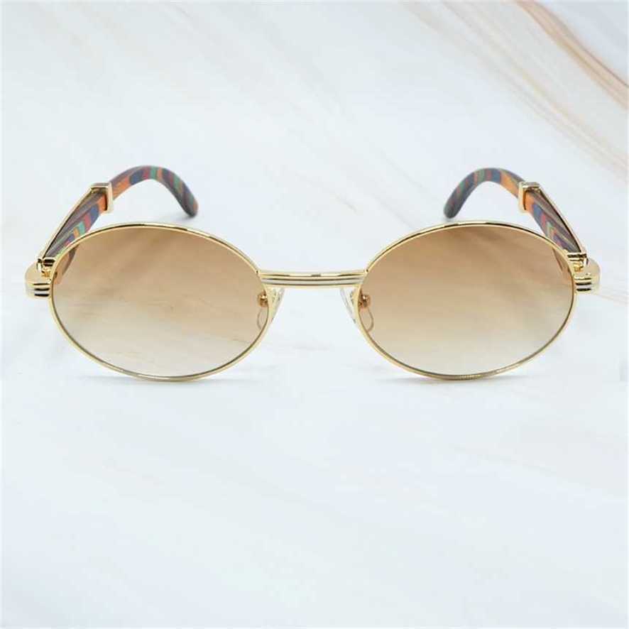 

Luxury Designer Sunglasses Men Women Round Metal Carter Color Wood Eyewear Fashion Vintage Shades Gafas De Sol Mujer