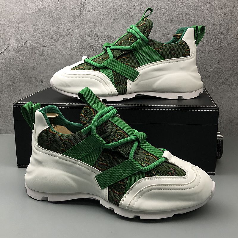 

British Style Wedding Dress Party Shoes Autumn Fashion Breathable Lace Up Outdoor Sneakers Comfort Round Toe Thick Bottom Business Leisure Walking Loafers C244, White green