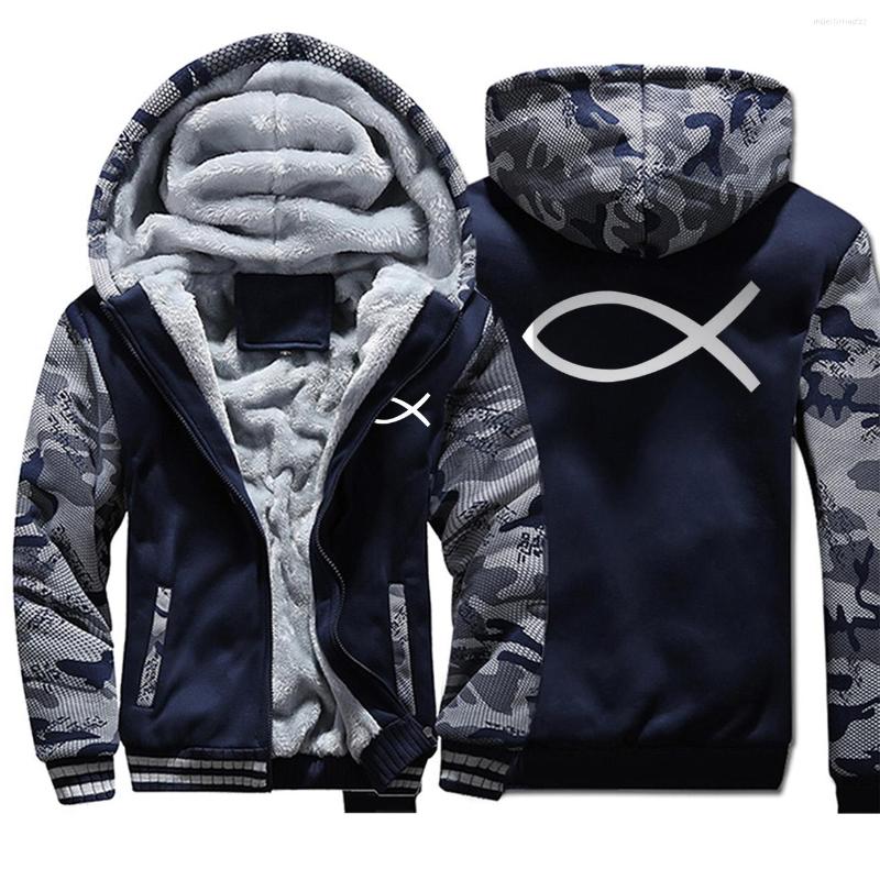 

Men's Hoodies Jesus Fish Simple Printed 2023 Winter Sweatshirt Men Raglan Camouflage Hip Hop Zipper High Quality Coat Thick Sportswear, Vintage gray 5