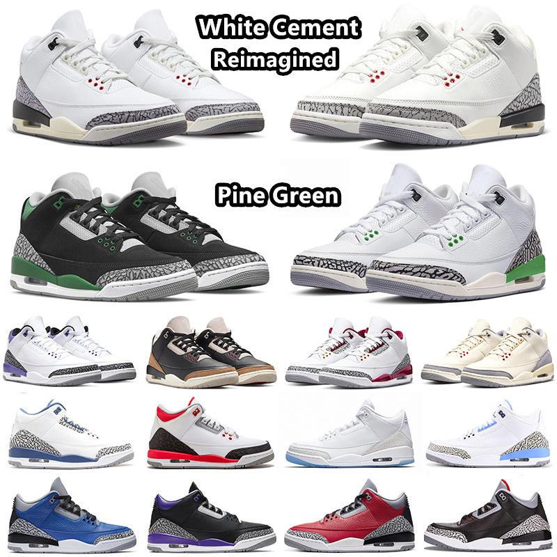 

jorda n 2023 New Jumpman 3 White Cement Basketball Shoes Fire Red Wizards Cardinal Red Varsity Royal Pure White Lucky Green Pine Green Sneakers for Men Women Spor, Item#19