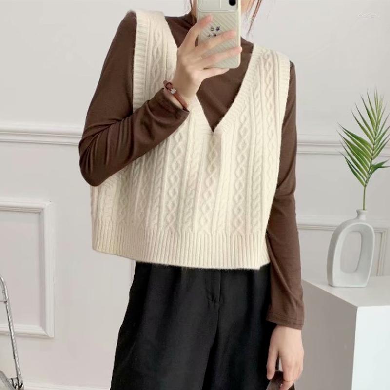 

Women's Sweaters Spring And Autumn Korean Version All-match Short Vest Jacket Women's V-neck Sleeveless Knitted Sweater Female Casual, Black
