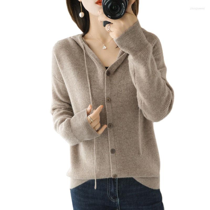 

Women's Knits 2023 Autumn Sweater Cardigan Women Loose Hooded Short Knitted Jacket Female Long Sleeve Knit Coat Solid Color Top, Green