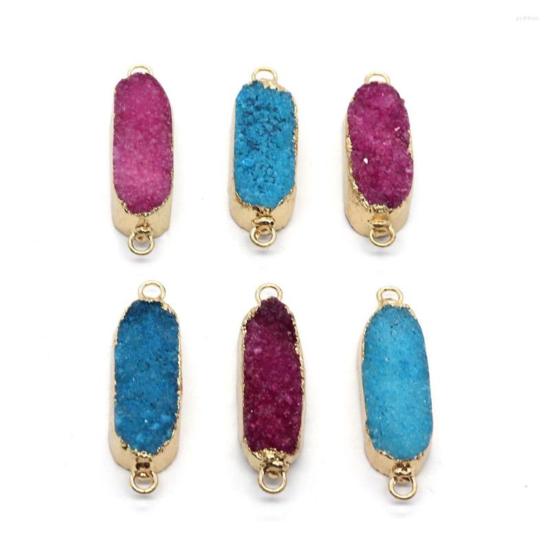 

Pendant Necklaces Natural Stone Oval Crystal Double Hole 10x33mm Connector Charm Fashion Making DIY Necklace Earrings Jewelry Accessories