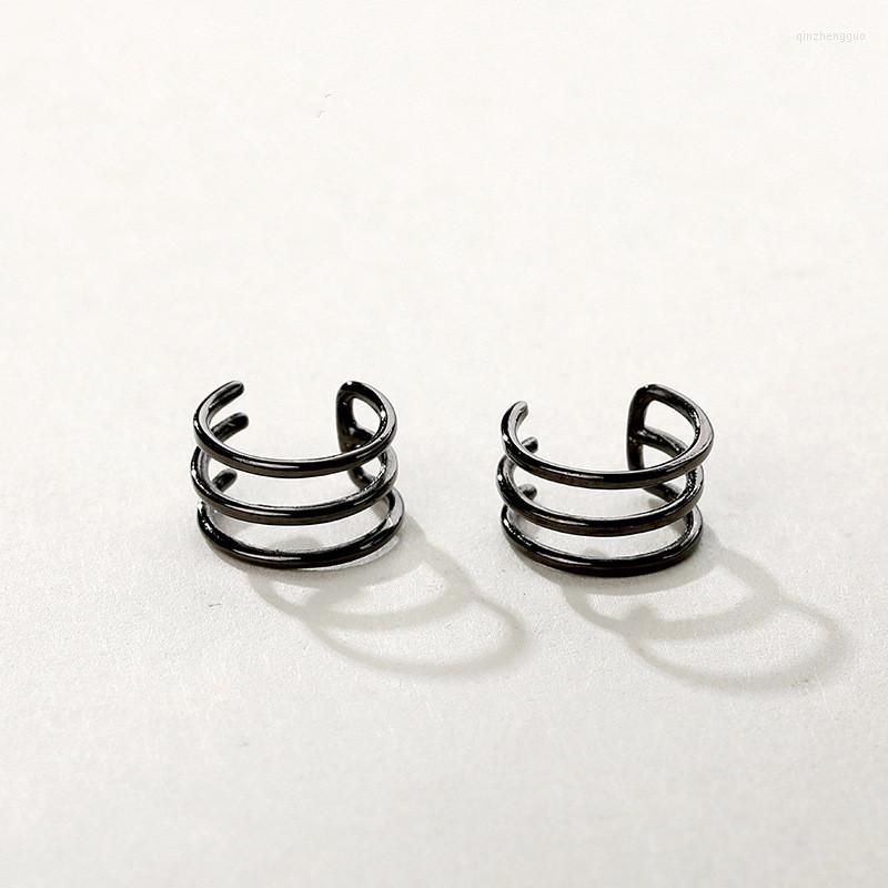 

Backs Earrings 925 Sterling Silver Fashion For Women Minimalism Black White U-shaped Ear Clip Anniversary Gifts