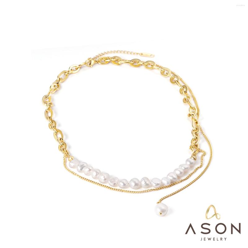 

Chains ASONSTEEL Baroque Pearl Pendant Necklace Stainless Steel Fashion Choker For Women Gold Color Trendy Jewelry Party Gift