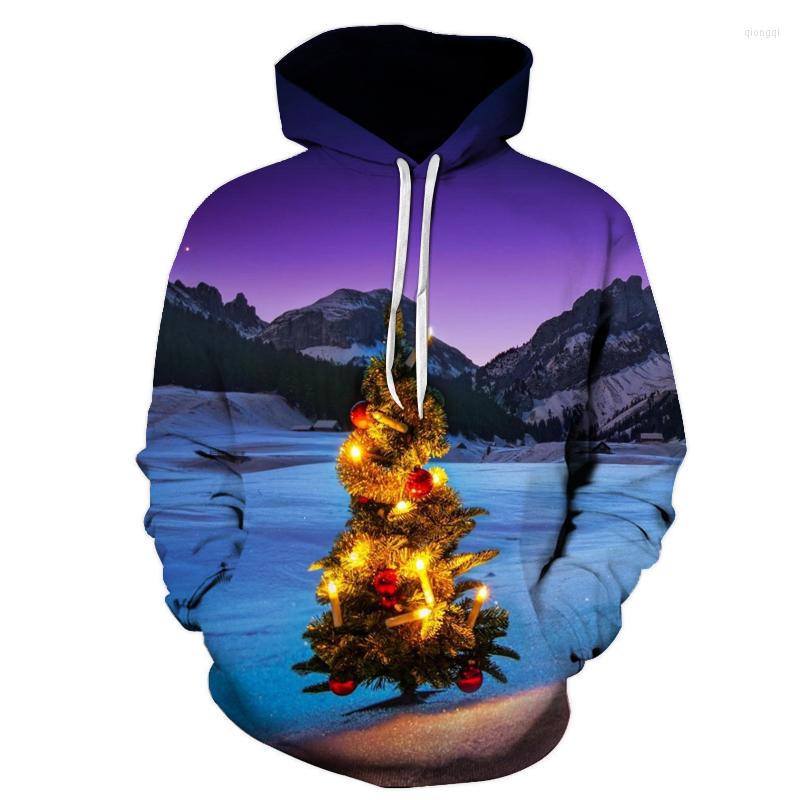 

Men' Hoodies Christmas Tree Outdoor Night View 3D Digital Print Hoodie Autumn Men Casual Sweatshirt Pullover Menwomen Loose Pocket, Wy-1773