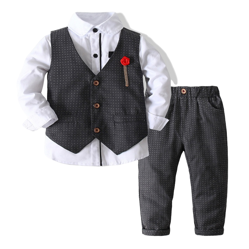 

Suits Autumn Kids Boys Gentleman Clothes Outfits Long Sleeve White ShirtWaistcoatPants Formal 3Pcs Wedding Birthday Dress Suit 230313, Tz865-white