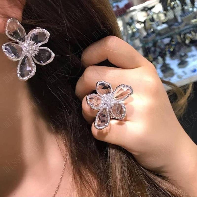 

Dangle Earrings Missvikki Trendy Luxury 2PC Necklace Earring Sets Jewelry Set For Women Wedding Party Full Zircon Dubai Bridal