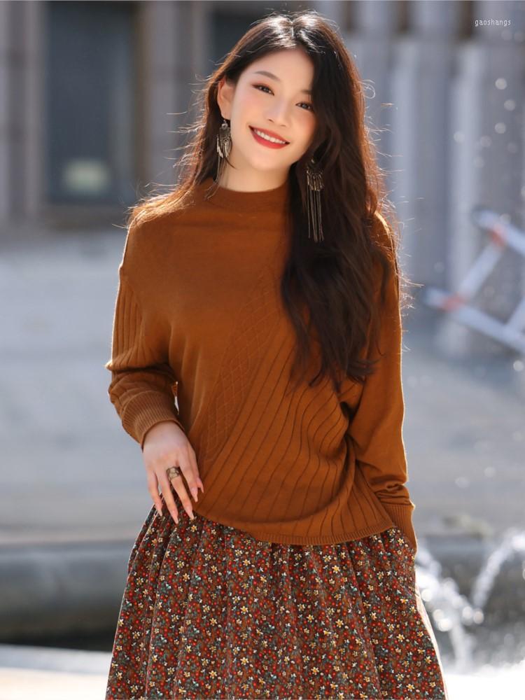 

Women's Sweaters QPFJQD 2023 Woman Niche O-Neck Design Asymmetric Pullovers Autumn Spring Ladies Loose Batwing Sleeve Casual Sweater Solid, Picture color