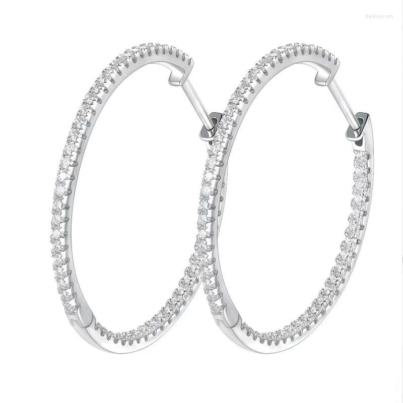 

Hoop Earrings 0.86ct Iced Moissanite Huggie For Women 925 Silver 30mm Circle Diamond Ins 2023 Jewelry Gift