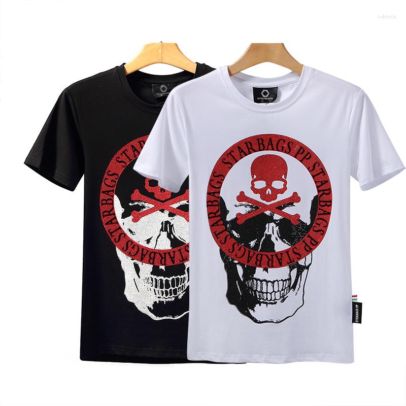 

Men's T Shirts Diamond PP Original Color Skull Cotton Round Neck Short Sleeve T-shirt Italian Special Counter Limited Edition, Black