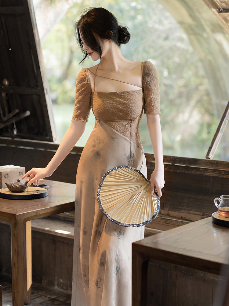 

Party Dresses SWEETXUE Summer Women' French Temperament Textured Stitching Ink Painting Tulle Elegant Chic Holiday Vestidos De Fiesta, Photo color