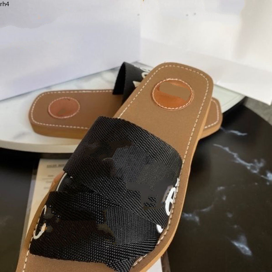 

2023 Luxury designer women's slippers Canvas open-toe slippers with lettered flat beach outdoor slippers mkjkijk rh4000002