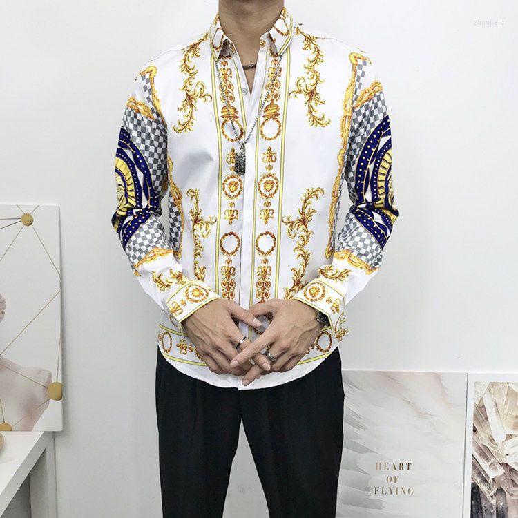 

Men's Casual Shirts Z11217 Fashion Men's 2023 Runway Luxury European Design Party Style Clothing, Picture shown