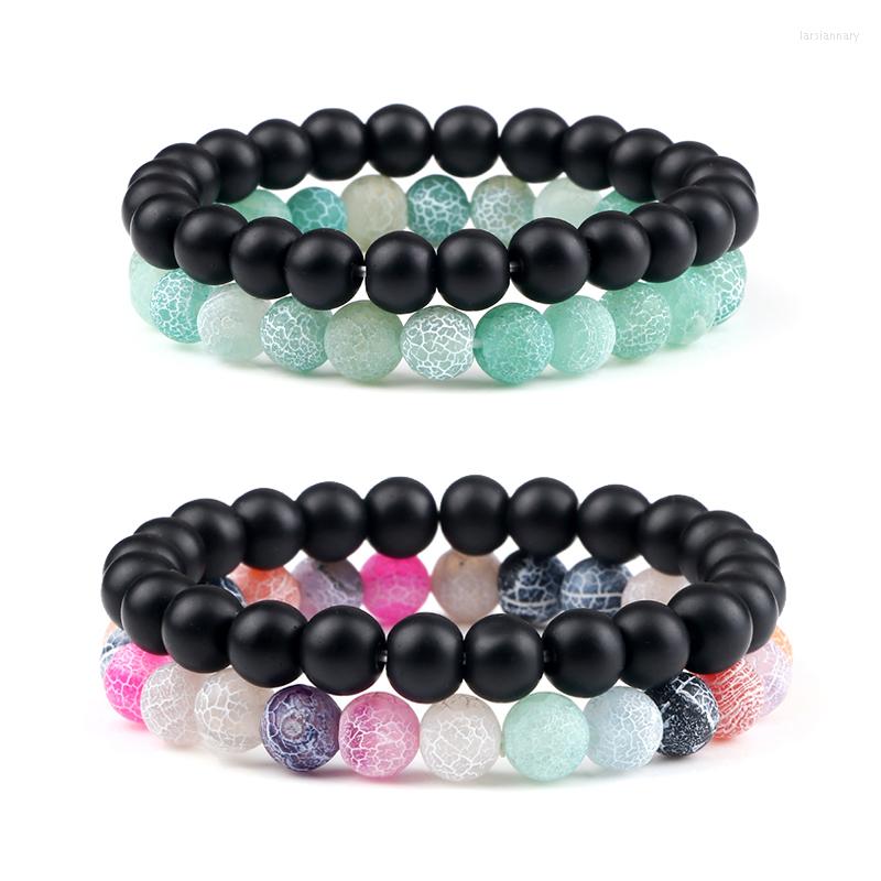 

Strand 2pcs/set Multicolor Natural Stone Bracelet For Women Men Matte Friendship Couple Prayer Jewelry Gift