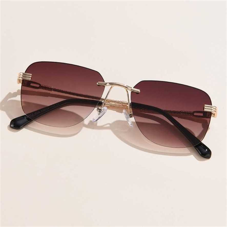 

Rimless Sunglasses Men and Women Fashion Wholesale Designer Glasses Oval Vintage Stylish Driving Shades Eyewear S21112