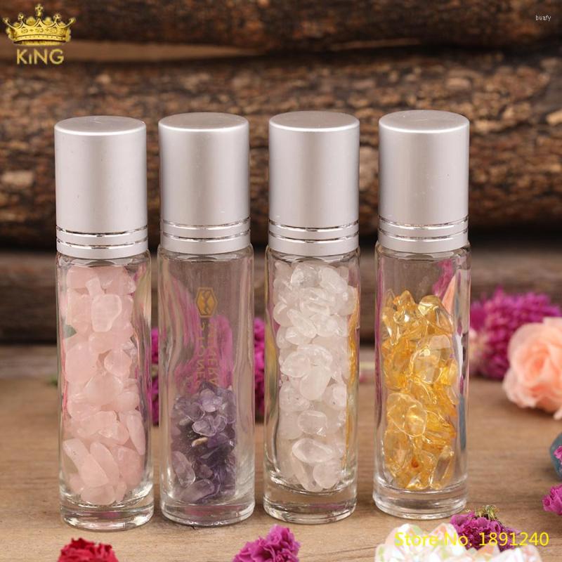 

Pendant Necklaces Natural Stone Chip Beads Perfume Bottle Roller For Women Citrines Pink Quartz Diffuser Roll On Necklace