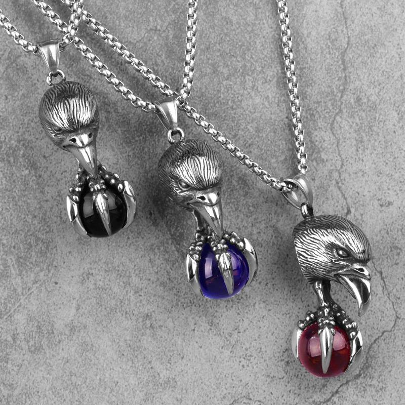 

Pendant Necklaces Eagle Claw Beads Long Men Pendants Chain Punk For Boyfriend Male Stainless Steel Jewelry Creativity Gift Wholesale